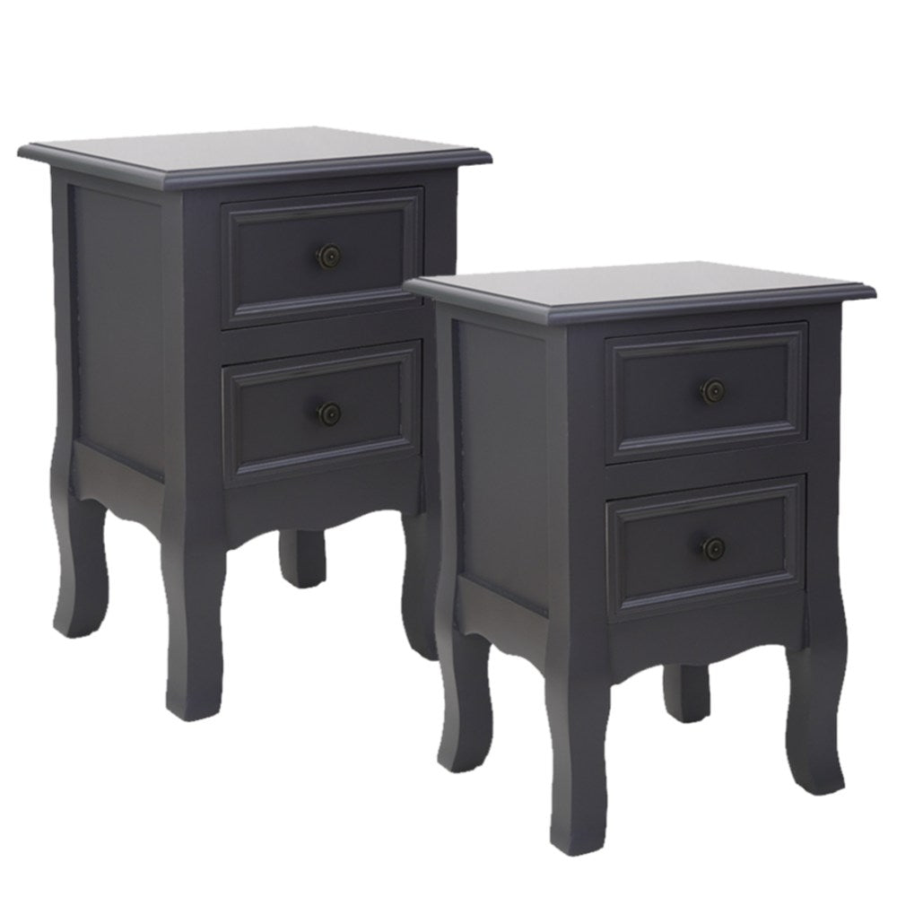 French Bedside Table Nightstand Grey Set of 2 V264-TAB-712C-LGR-2PC-1