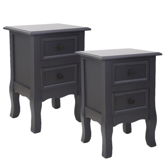 French Bedside Table Nightstand Grey Set of 2 V264-TAB-712C-LGR-2PC-1