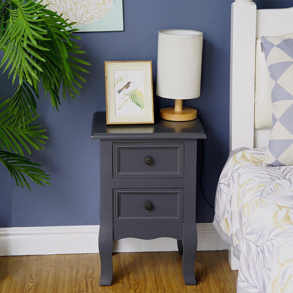 French Bedside Table Nightstand Grey Set of 2 V264-TAB-712C-LGR-2PC-1