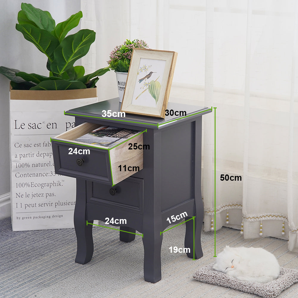 French Bedside Table Nightstand Grey Set of 2 V264-TAB-712C-LGR-2PC-1