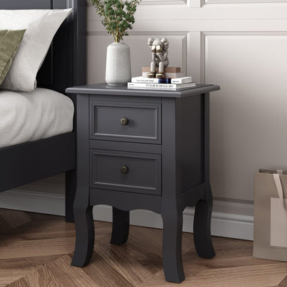 French Bedside Table Nightstand Grey Set of 2 V264-TAB-712C-LGR-2PC-1