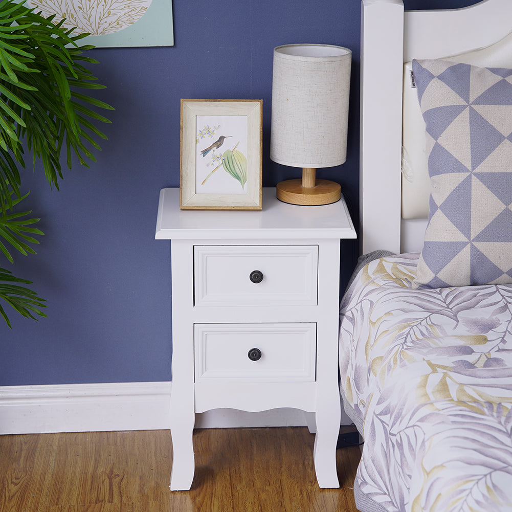 French Bedside Table Nightstand White Set of 2 V264-TAB-712C-WHE-2PC-1