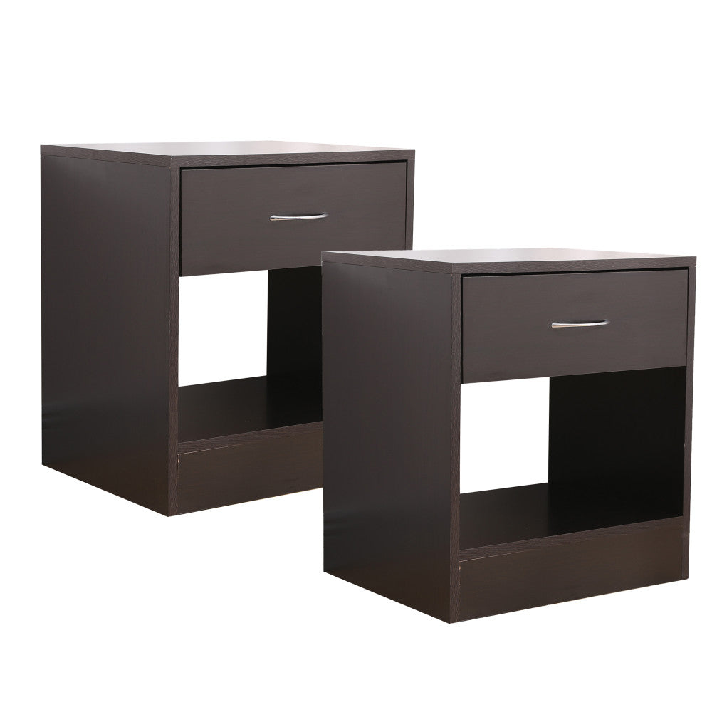 Dandi Bedside Table Nightstand with Drawer Set of 2 Brown V264-TAB-714C-BRN-2PC-1
