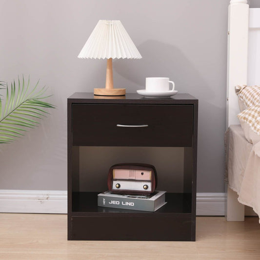 Dandi Bedside Table Nightstand with Drawer Set of 2 Brown V264-TAB-714C-BRN-2PC-1