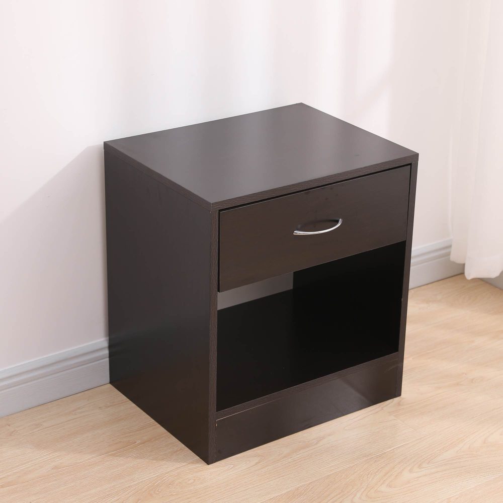 Dandi Bedside Table Nightstand with Drawer Set of 2 Brown V264-TAB-714C-BRN-2PC-1