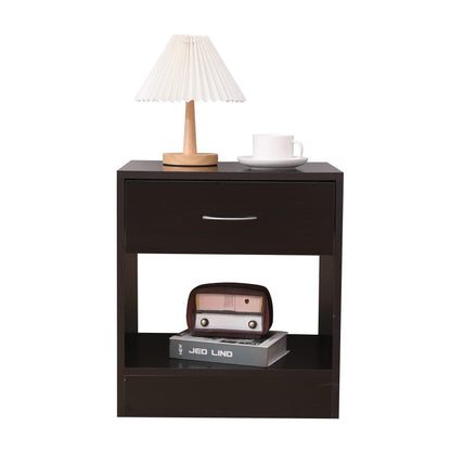 Dandi Bedside Table Nightstand with Drawer Set of 2 Brown V264-TAB-714C-BRN-2PC-1