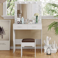 Fidel Vanity Set with Cushioned Stool and Lighted Mirror- White V264-TAB-716C-WHE-NA-1