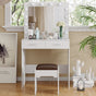 Fidel Vanity Set with Cushioned Stool and Lighted Mirror- White V264-TAB-716C-WHE-NA-1