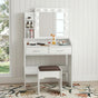 Diana Vanity Set with Shelves Cushioned Stool and Lighted Mirror- White V264-TAB-717C-WHE-NA-1