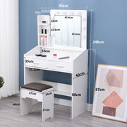 Diana Vanity Set with Shelves Cushioned Stool and Lighted Mirror- White V264-TAB-717C-WHE-NA-1