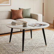 Minimalist Marble Effect Round Coffee Table V264-TAB-718C-WHE