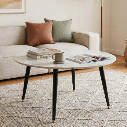 Minimalist Marble Effect Round Coffee Table V264-TAB-718C-WHE