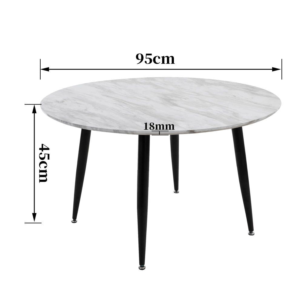 Minimalist Marble Effect Round Coffee Table V264-TAB-718C-WHE