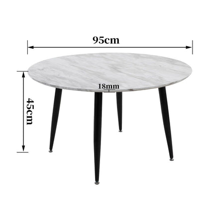 Minimalist Marble Effect Round Coffee Table V264-TAB-718C-WHE