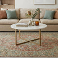 White Marble Effect Round Coffee Table with Gold Legs V264-TAB-719C-WHE-GD