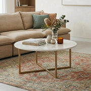 White Marble Effect Round Coffee Table with Gold Legs V264-TAB-719C-WHE-GD