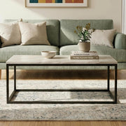Industrial Style Marble Effect Rectangular Coffee Table V264-TAB-720C-WHE