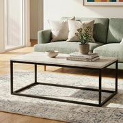Industrial Style Marble Effect Rectangular Coffee Table V264-TAB-720C-WHE