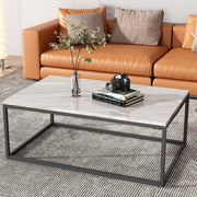Industrial Style Marble Effect Rectangular Coffee Table V264-TAB-720C-WHE
