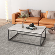 Industrial Style Marble Effect Rectangular Coffee Table V264-TAB-720C-WHE