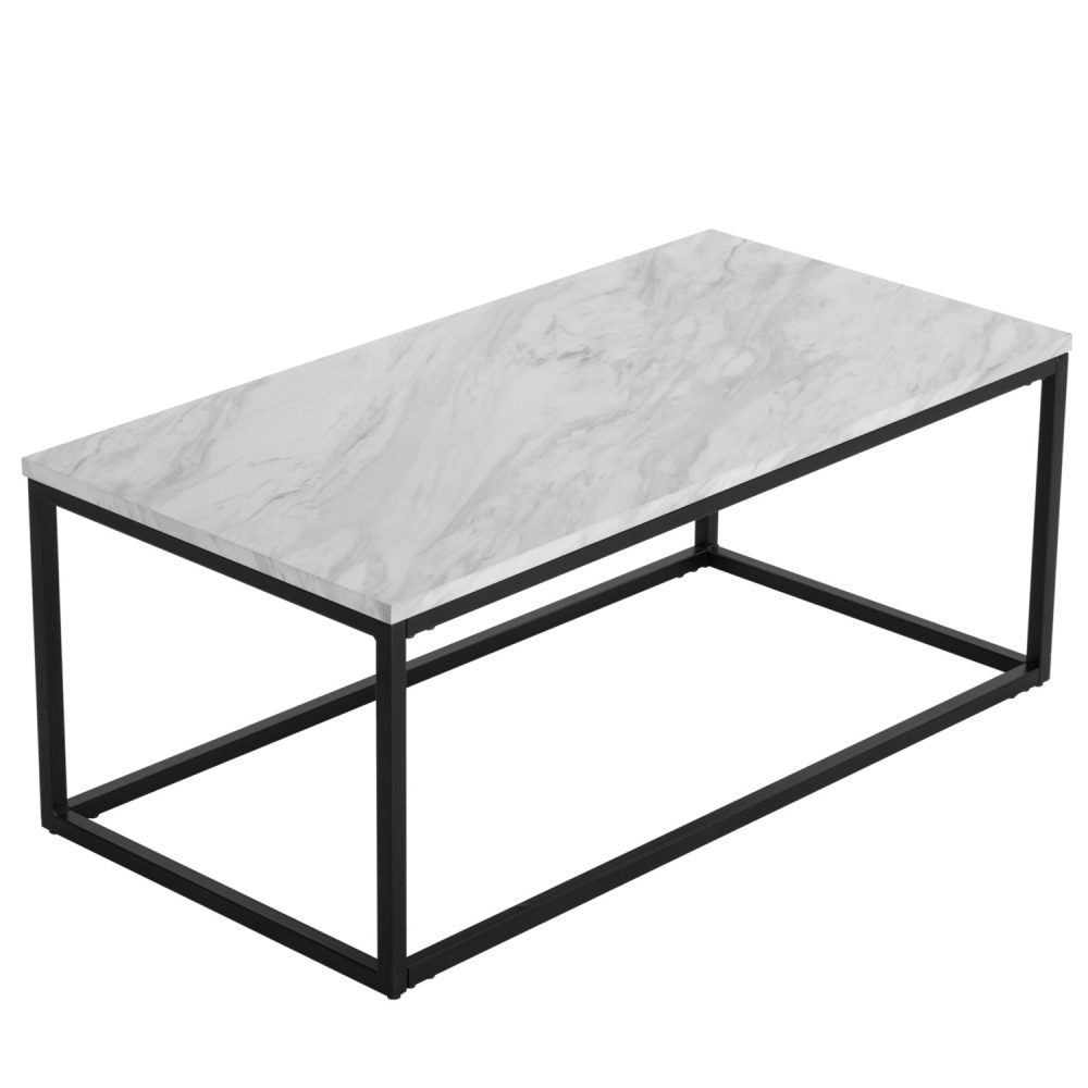 Industrial Style Marble Effect Rectangular Coffee Table V264-TAB-720C-WHE