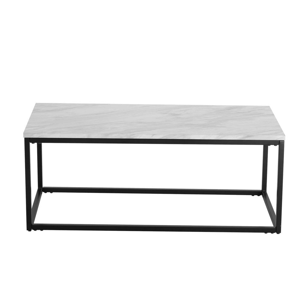 Industrial Style Marble Effect Rectangular Coffee Table V264-TAB-720C-WHE