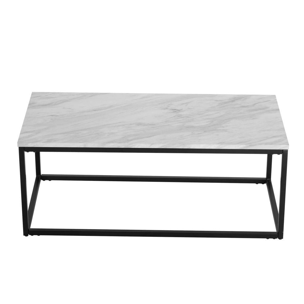 Industrial Style Marble Effect Rectangular Coffee Table V264-TAB-720C-WHE