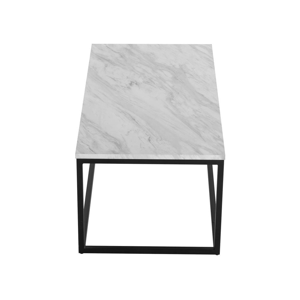 Industrial Style Marble Effect Rectangular Coffee Table V264-TAB-720C-WHE