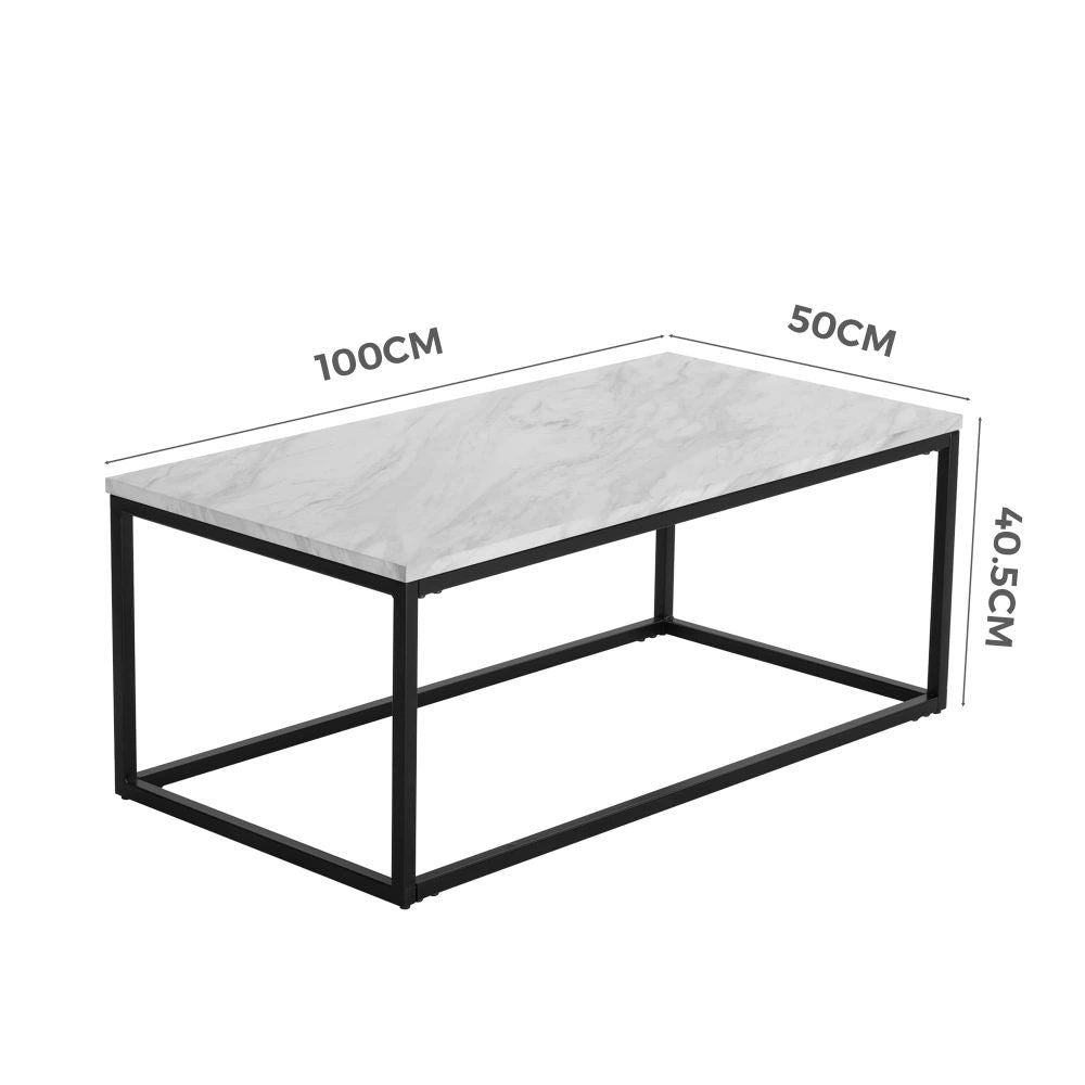 Industrial Style Marble Effect Rectangular Coffee Table V264-TAB-720C-WHE