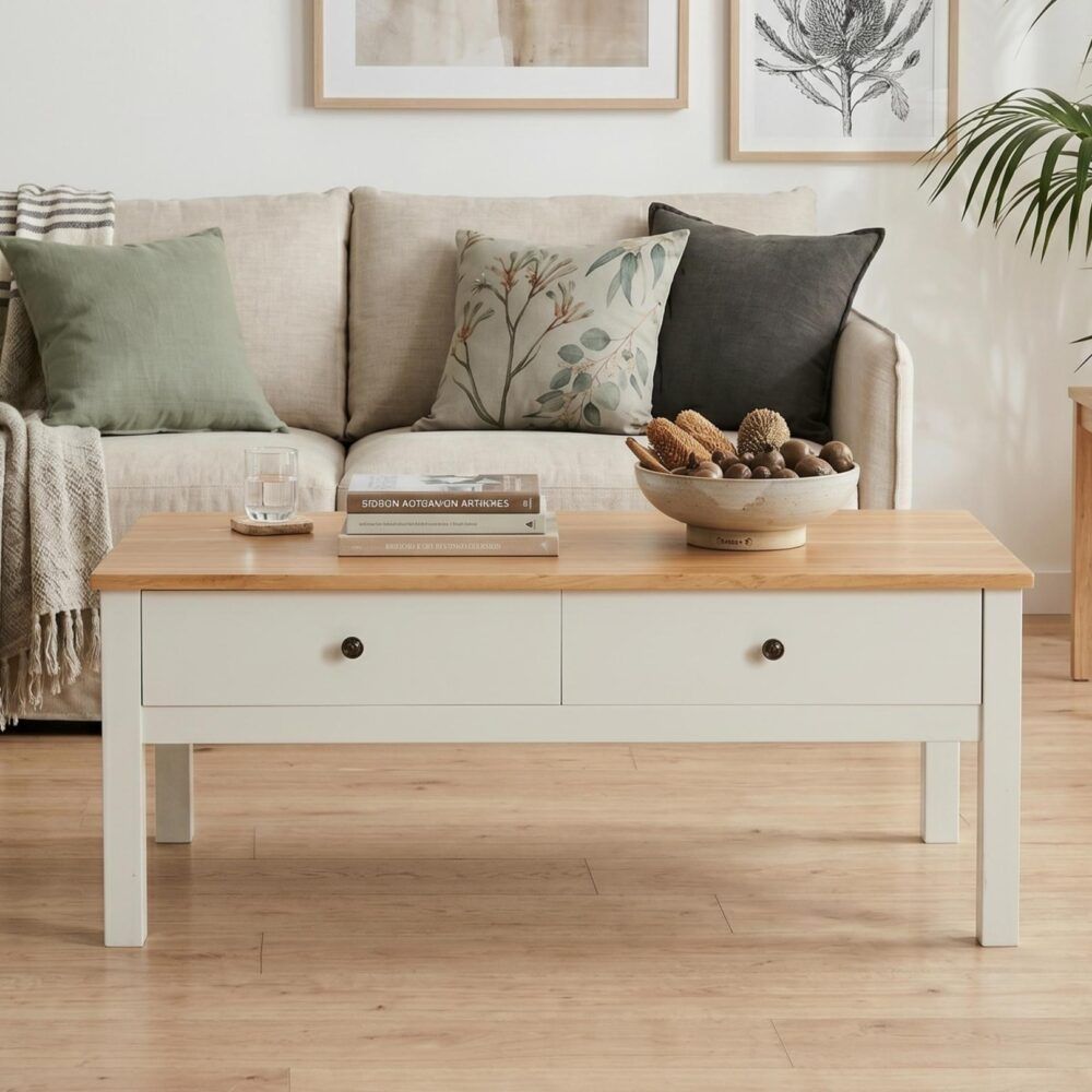 Sleek Natural Wood Rectangle Coffee Table V264-TAB-722C-WHE-NA-1
