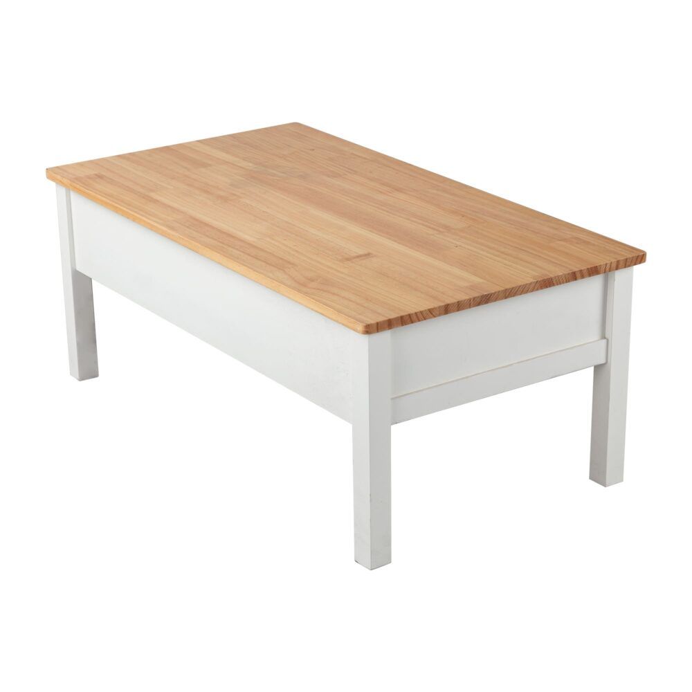 Sleek Natural Wood Rectangle Coffee Table V264-TAB-722C-WHE-NA-1
