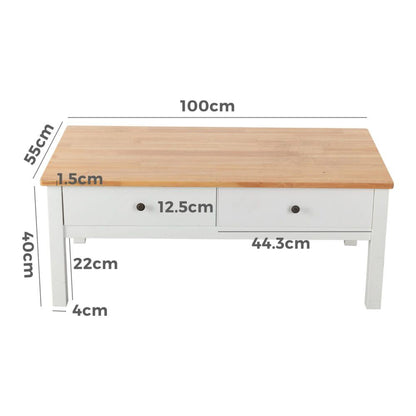 Sleek Natural Wood Rectangle Coffee Table V264-TAB-722C-WHE-NA-1