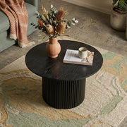 Luxe Black Ribbed Texture Wooden Coffee Table V264-TAB-723C-BLK-NA-1