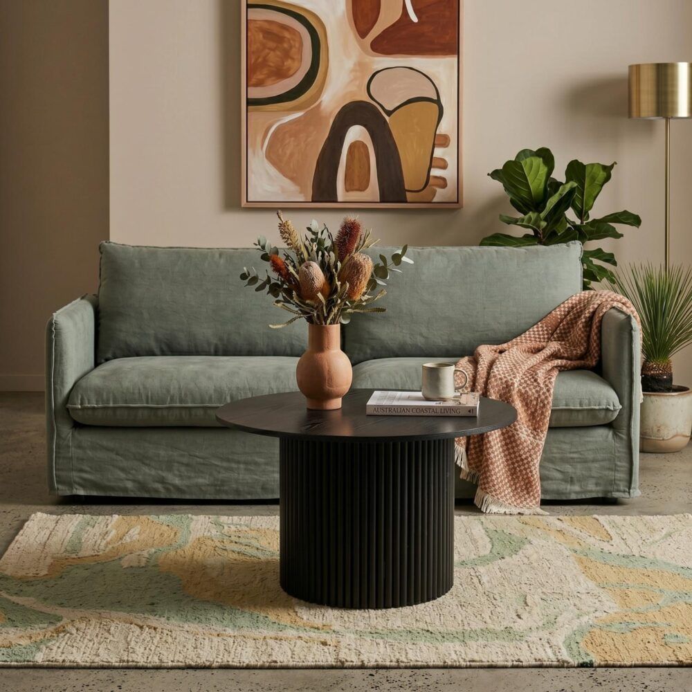 Luxe Black Ribbed Texture Wooden Coffee Table V264-TAB-723C-BLK-NA-1