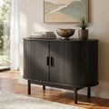 Mid-Century Black Ribbed Sideboard Cabinet V264-TAB-725C-BLK-NA-1
