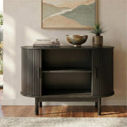 Mid-Century Black Ribbed Sideboard Cabinet V264-TAB-725C-BLK-NA-1