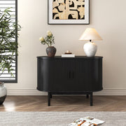 Mid-Century Black Ribbed Sideboard Cabinet V264-TAB-725C-BLK-NA-1