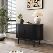 Mid-Century Black Ribbed Sideboard Cabinet V264-TAB-725C-BLK-NA-1
