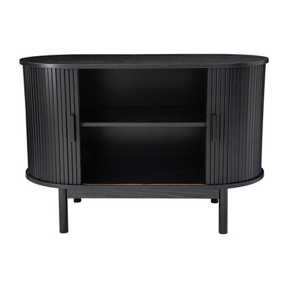 Mid-Century Black Ribbed Sideboard Cabinet V264-TAB-725C-BLK-NA-1
