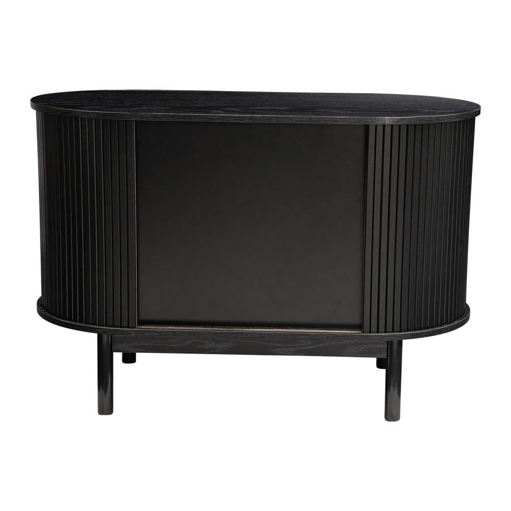 Mid-Century Black Ribbed Sideboard Cabinet V264-TAB-725C-BLK-NA-1