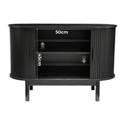 Mid-Century Black Ribbed Sideboard Cabinet V264-TAB-725C-BLK-NA-1