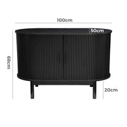 Mid-Century Black Ribbed Sideboard Cabinet V264-TAB-725C-BLK-NA-1