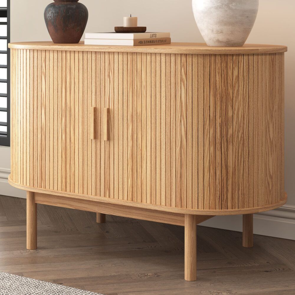Natural Wood Ribbed Sideboard Cabinet V264-TAB-725C-NTR-NA-1