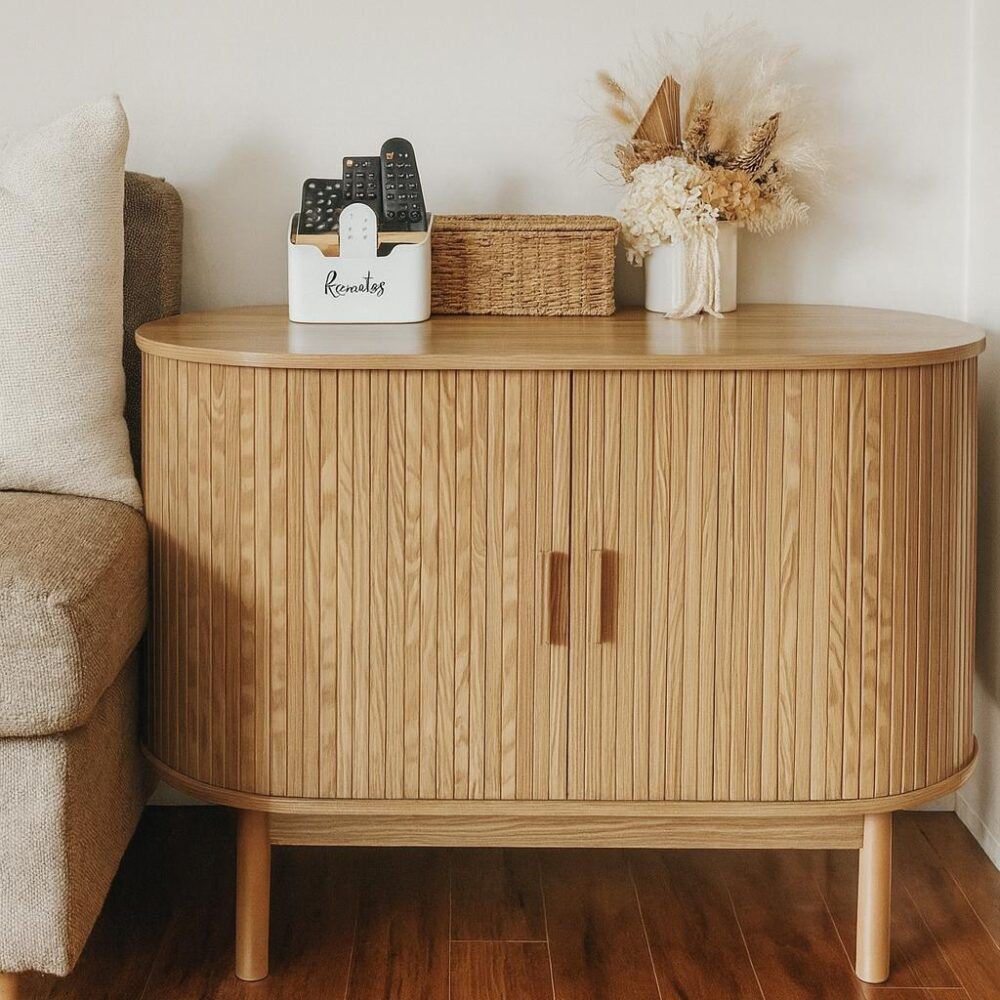 Natural Wood Ribbed Sideboard Cabinet V264-TAB-725C-NTR-NA-1
