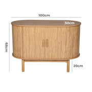 Natural Wood Ribbed Sideboard Cabinet V264-TAB-725C-NTR-NA-1