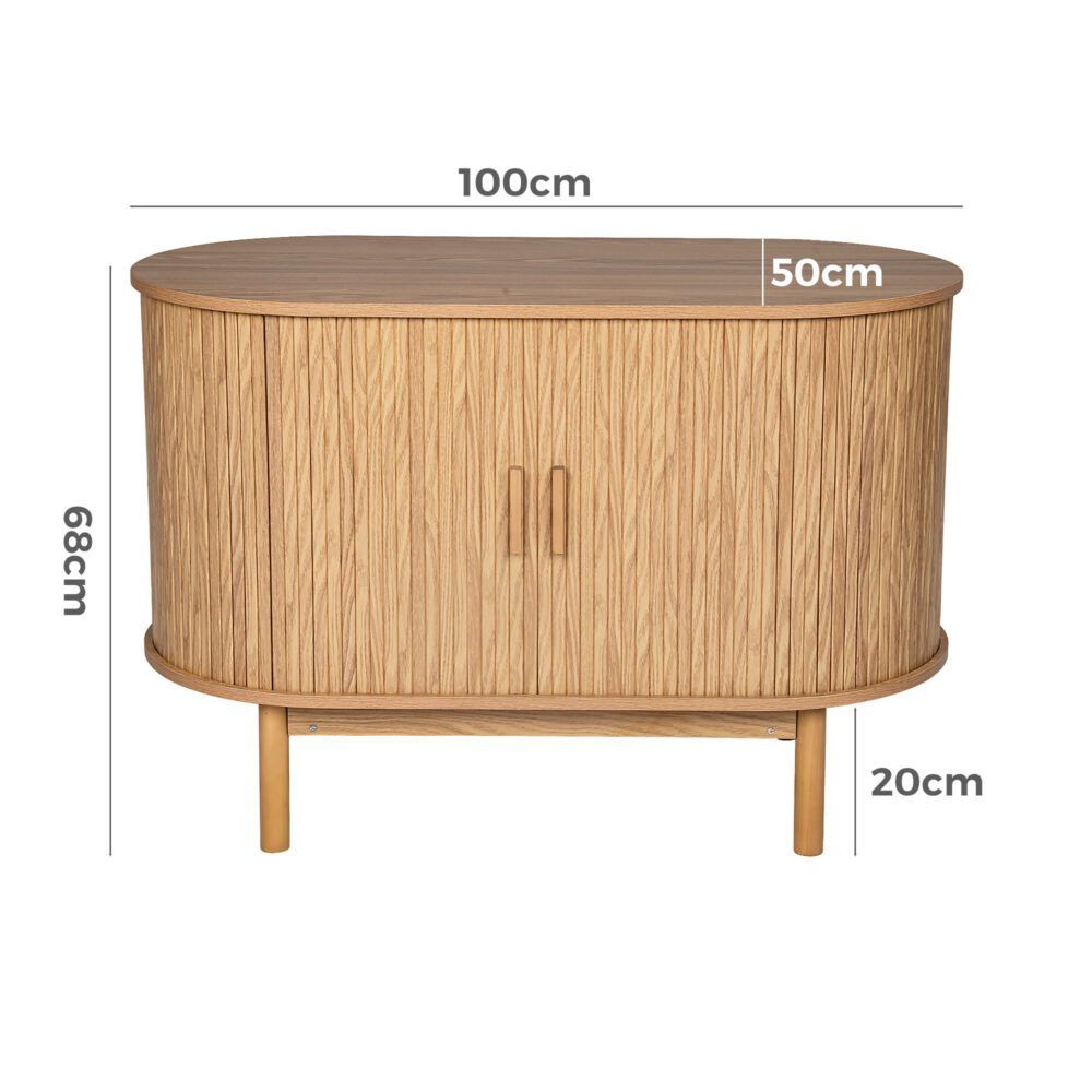Natural Wood Ribbed Sideboard Cabinet V264-TAB-725C-NTR-NA-1