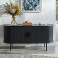 Ribbed Black Sideboard with Sliding Doors V264-TAB-726C-BLK-NA-1