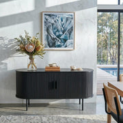 Ribbed Black Sideboard with Sliding Doors V264-TAB-726C-BLK-NA-1