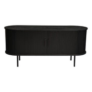 Ribbed Black Sideboard with Sliding Doors V264-TAB-726C-BLK-NA-1