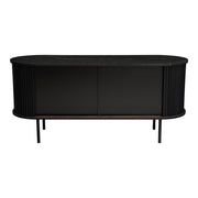 Ribbed Black Sideboard with Sliding Doors V264-TAB-726C-BLK-NA-1